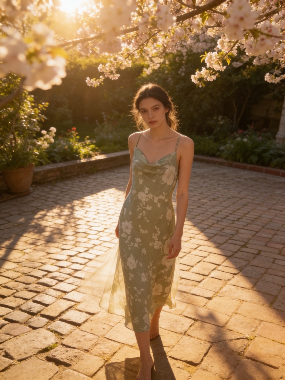 Sage Green Floral Slip Dress - Picture 3 of 3